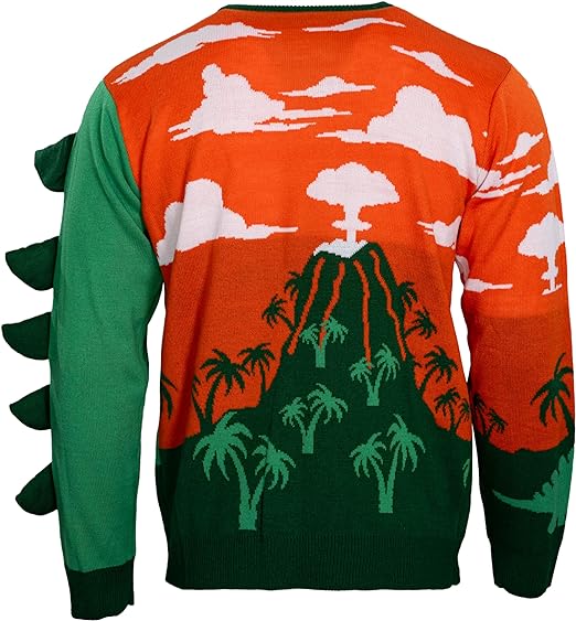 3D T-Rex Santa Hat Adult Unisex LED Light Up Ugly Christmas Sweater - Image 3