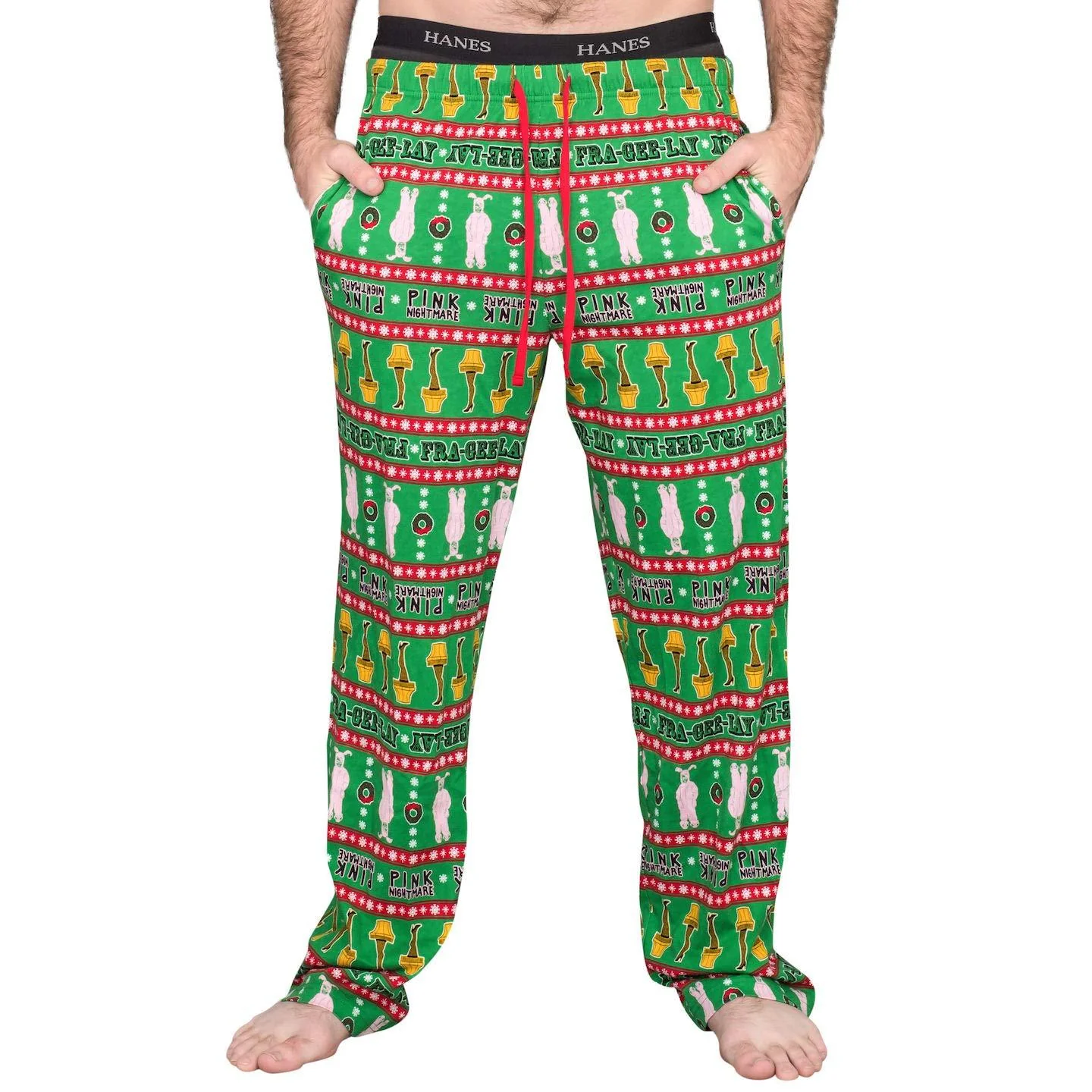 A Christmas Story Major Award Leg Lamp Adult Unisex Pajama Green Pants Loungewear - Image 3
