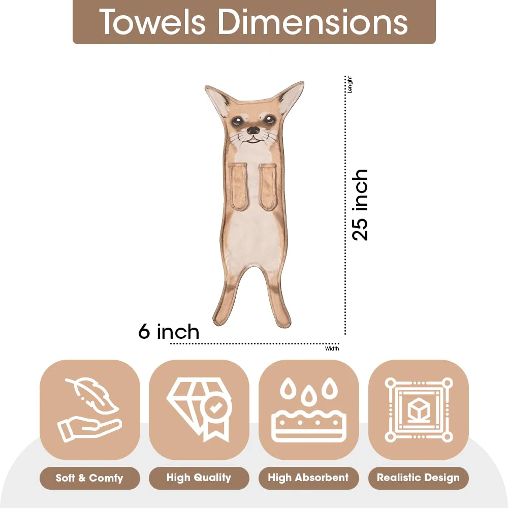 Animal Funny Themed Hanging Hand Towels for Bathroom & Kitchen – Soft Decorative Face Washcloths with 10 Cute Designs - Image 21