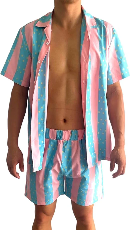 Blond Ken Beauty Beach Boy 80's Adult Unisex Halloween Cosplay Costume Set - Image 2