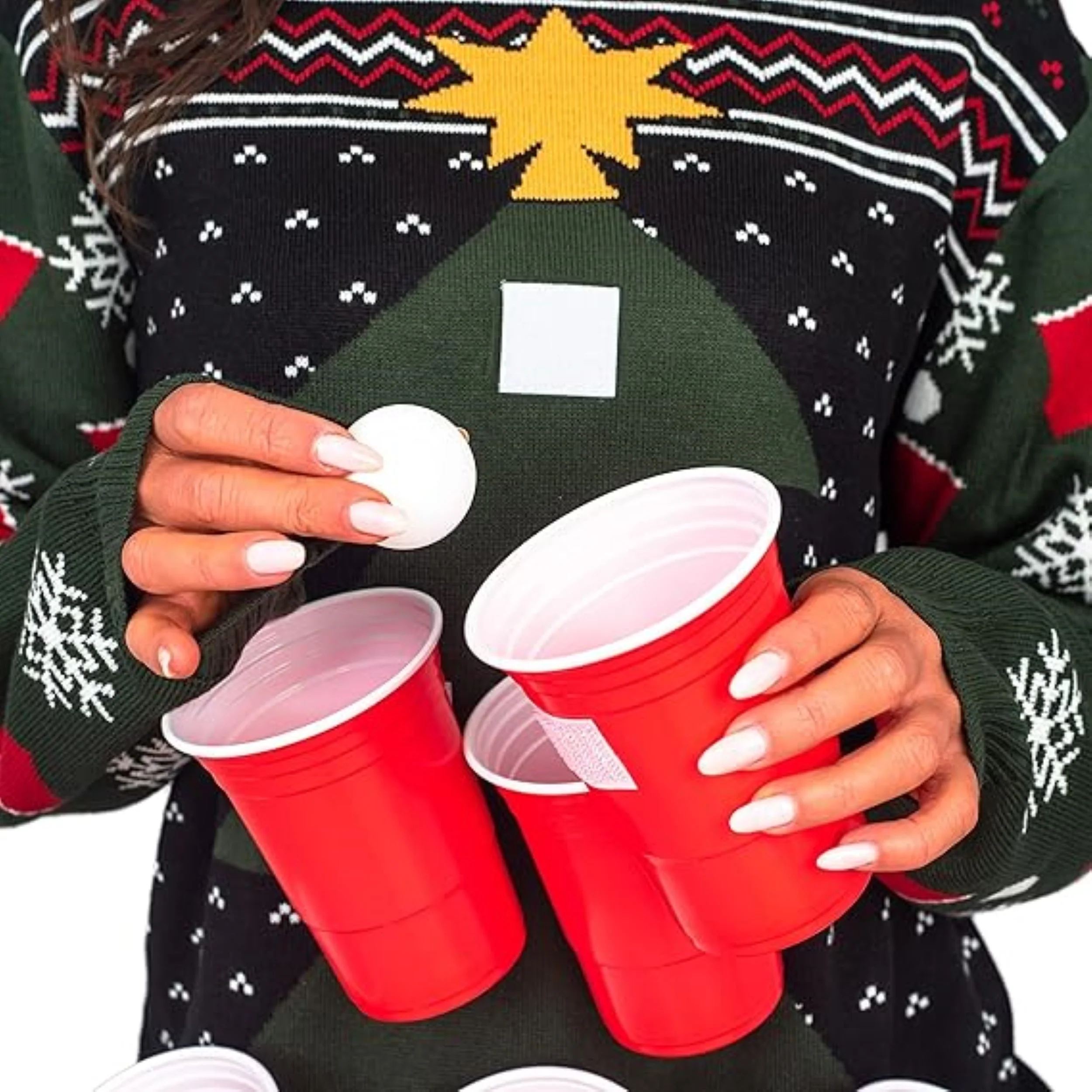 Interactive Adult Unisex Beer Pong 3D Ugly Christmas Party Sweater - Image 4