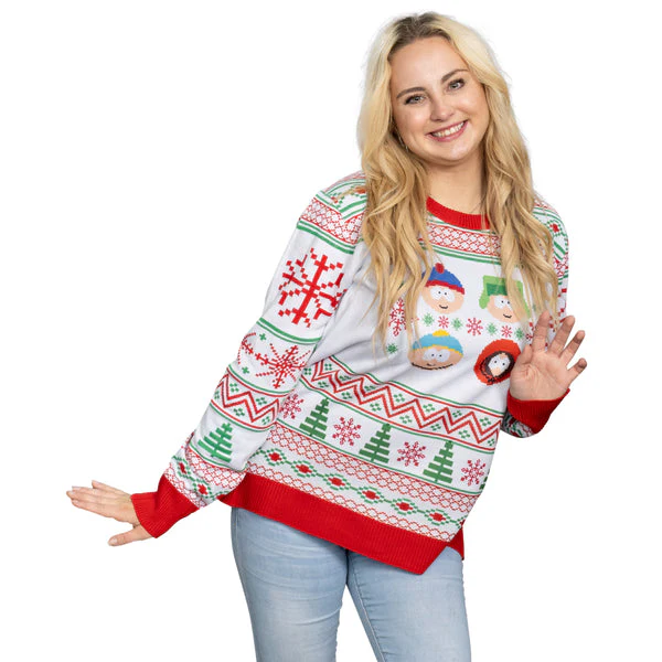 Best Friends Fair Isle Faces South Park Adult Unisex Ugly Christmas Sweater