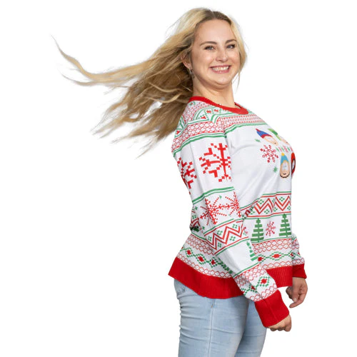 Best Friends Fair Isle Faces South Park Adult Unisex Ugly Christmas Sweater - Image 5