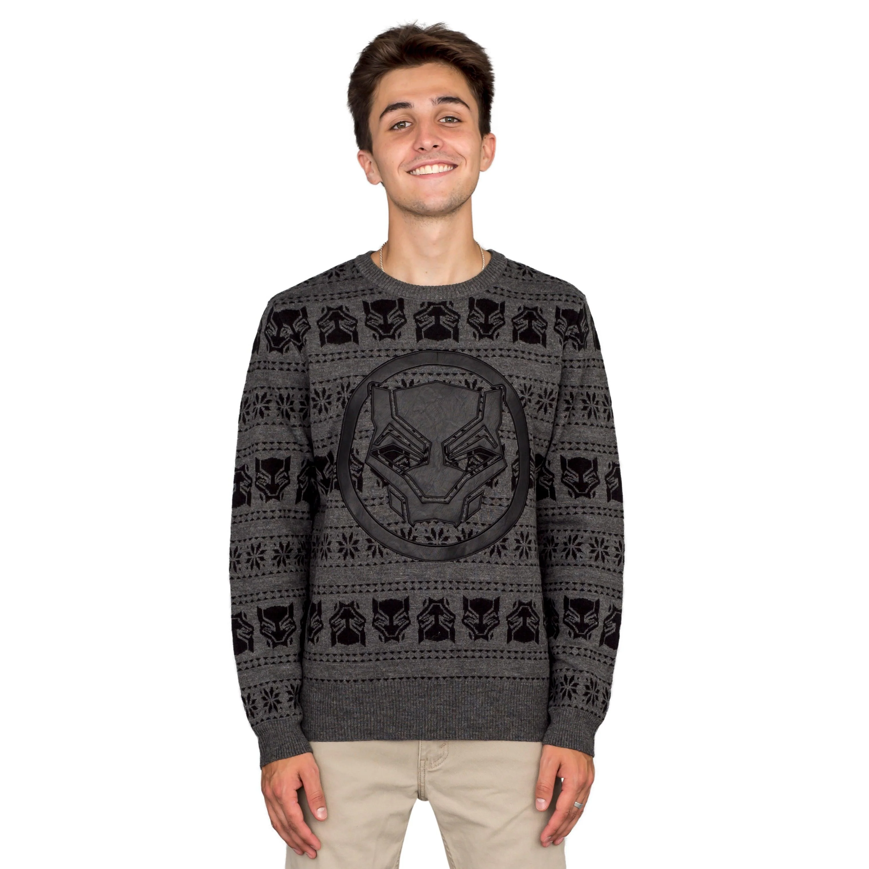 Black Panther Logo Adult Ugly Christmas Sweater - Image 6