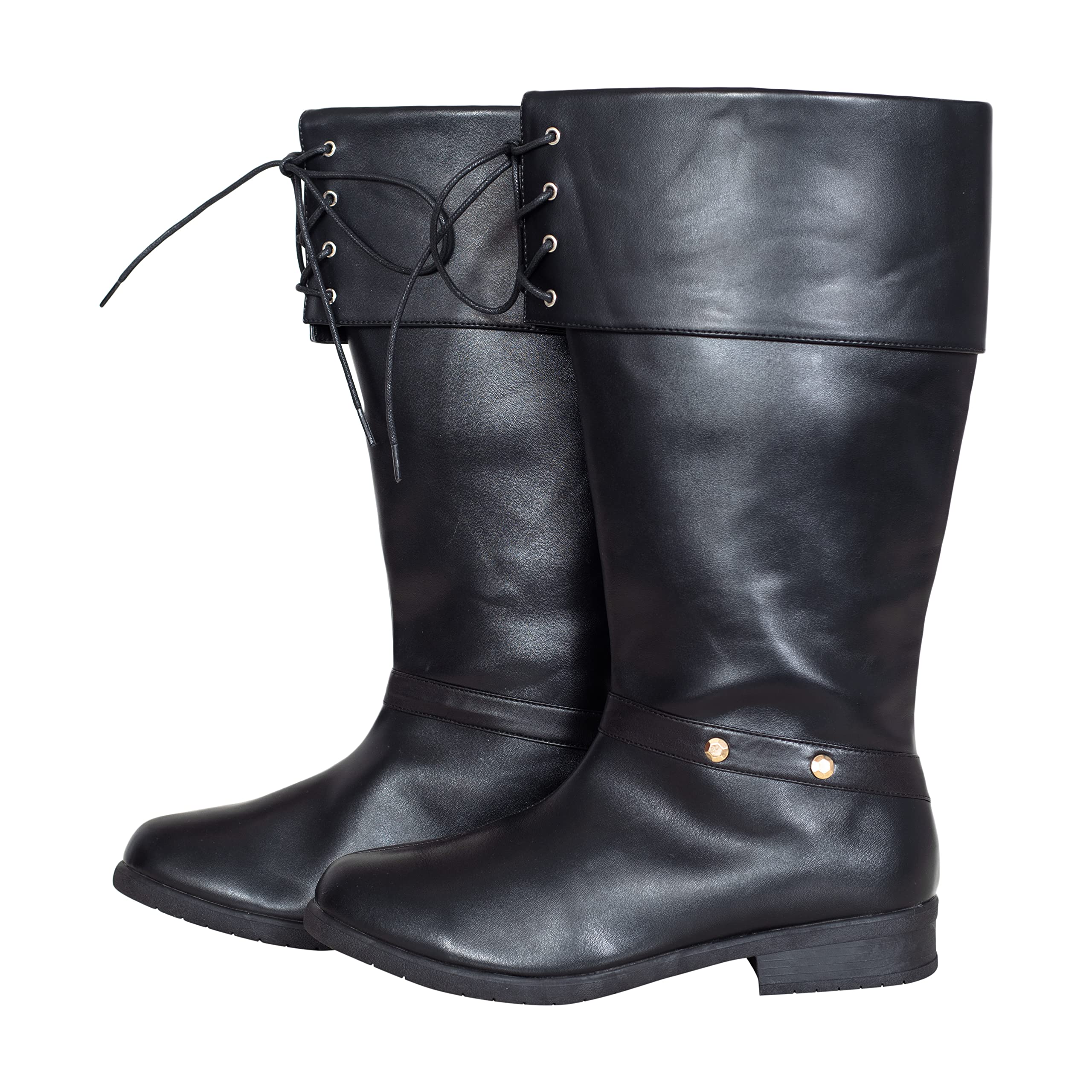 Halloween Cosplay Costume Unisex Black Pirate Swashbuckling Boots - Image 2