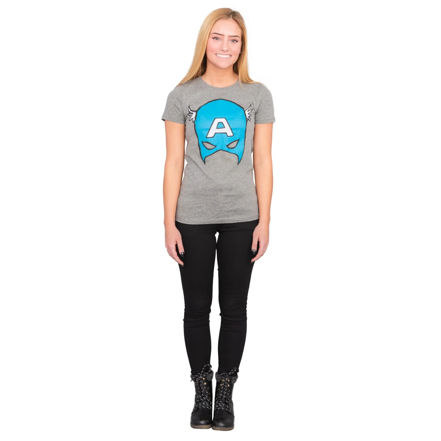 Captain America Big Blue A Mask Juniors/Women's Gift Idea T-Shirt - Image 5