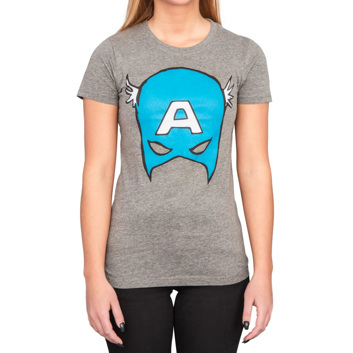 Captain America Big Blue A Mask Juniors/Women's Gift Idea T-Shirt - Image 8