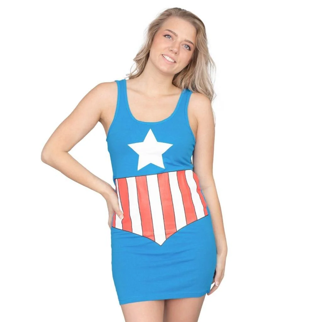 Captain America Blue Tunic Tank Juniors/Women's Dress - Image 3