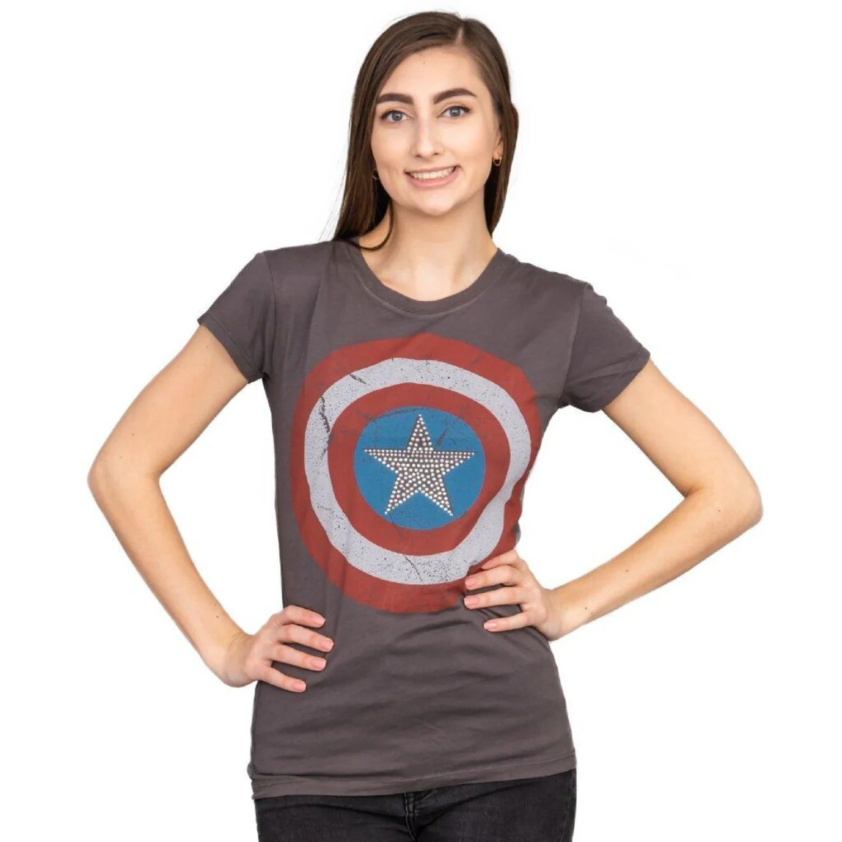 Captain America Studded Star Juniors/Women's T-shirt - Image 3