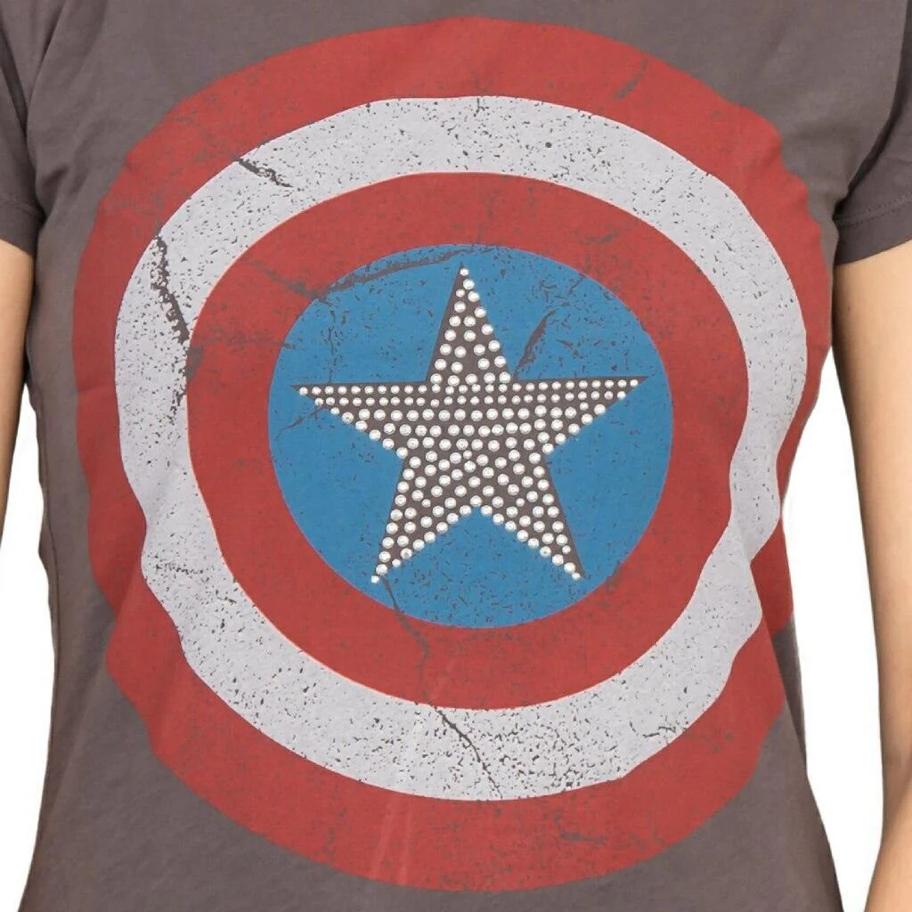 Captain America Studded Star Juniors/Women's T-shirt - Image 4