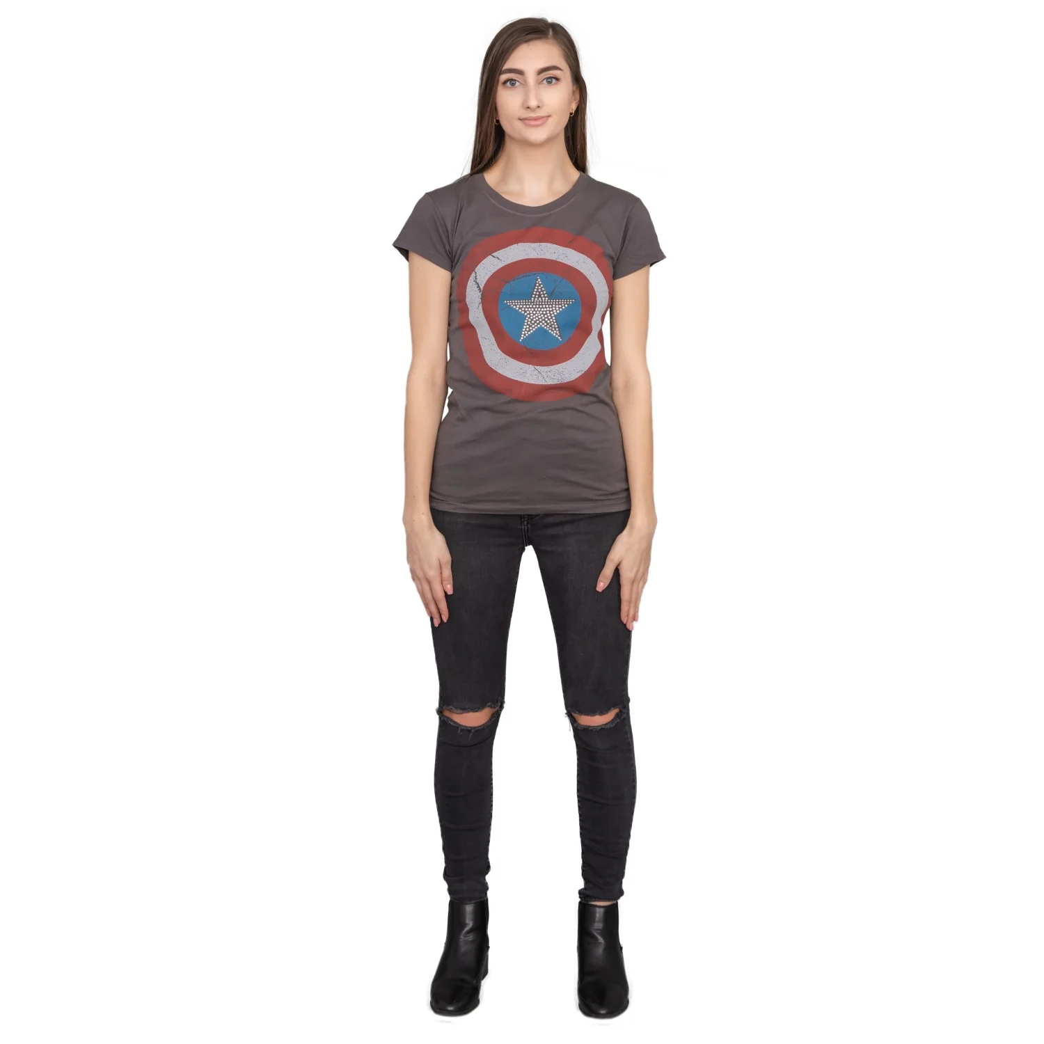 Captain America Studded Star Juniors/Women's T-shirt - Image 5