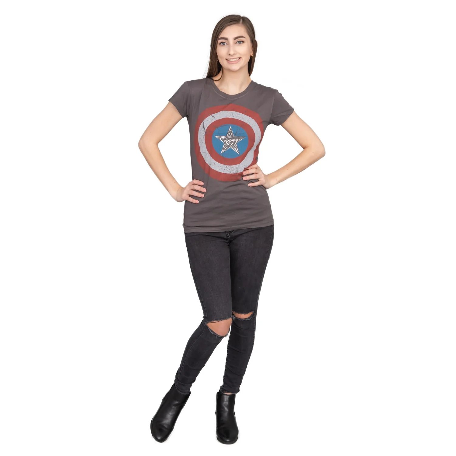 Captain America Studded Star Juniors/Women's T-shirt - Image 7