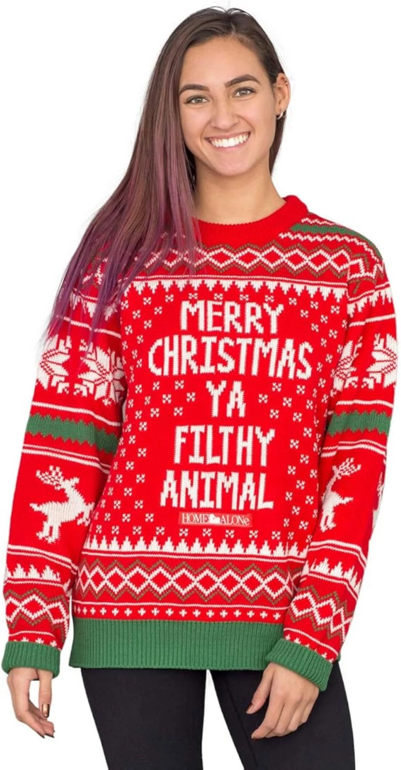 1990s Christmas Movie Quote Throwback Adult Unisex Ugly Christmas Sweater (Red/White) - Image 3