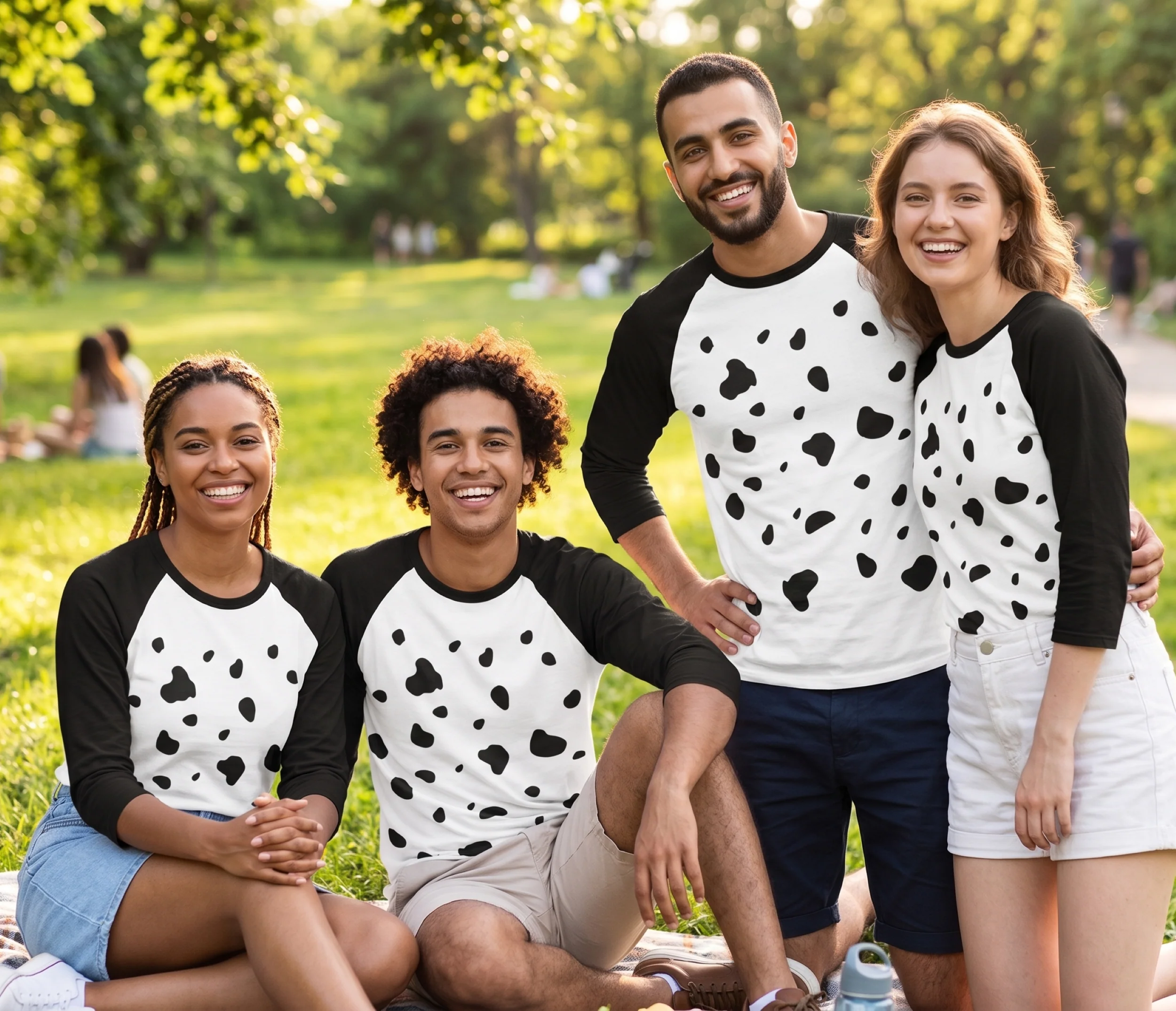 Dalmatian Shirt 3/4 Sleeve Raglan Adult Unisex Halloween Cosplay Costume Shirt - Image 3