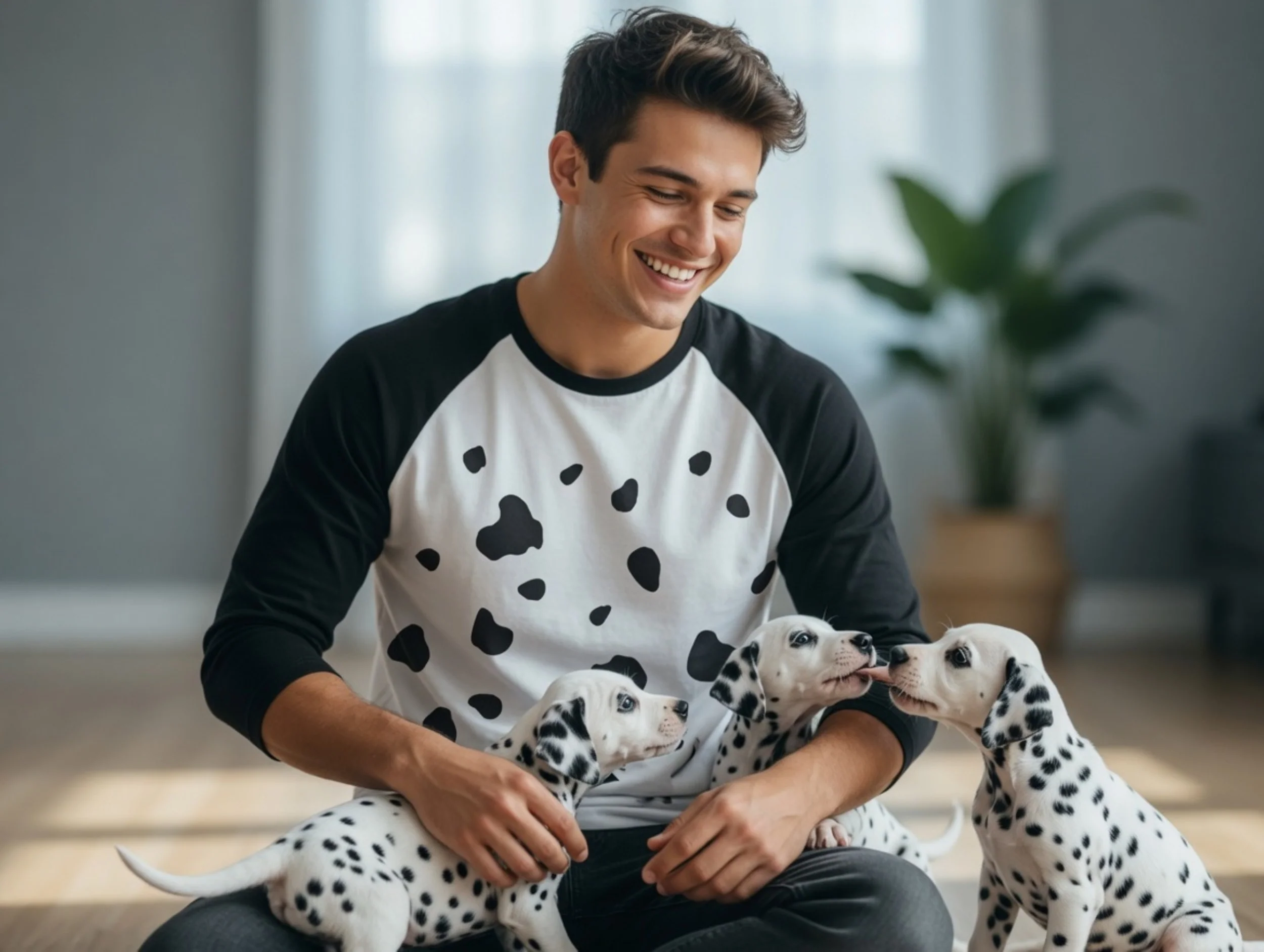 Dalmatian Shirt 3/4 Sleeve Raglan Adult Unisex Halloween Cosplay Costume Shirt - Image 7