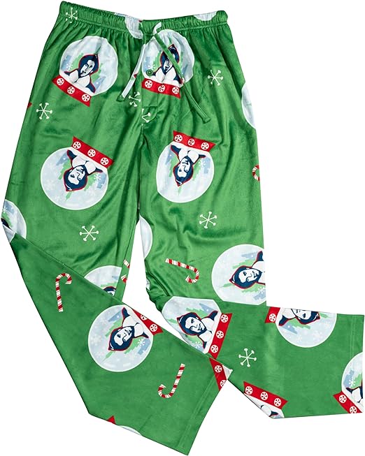 Elf Snowflakes Unisex Adult Candy Cane Green Lounge Pants - Image 4