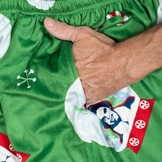 Elf Snowflakes Unisex Adult Candy Cane Green Lounge Pants - Image 5