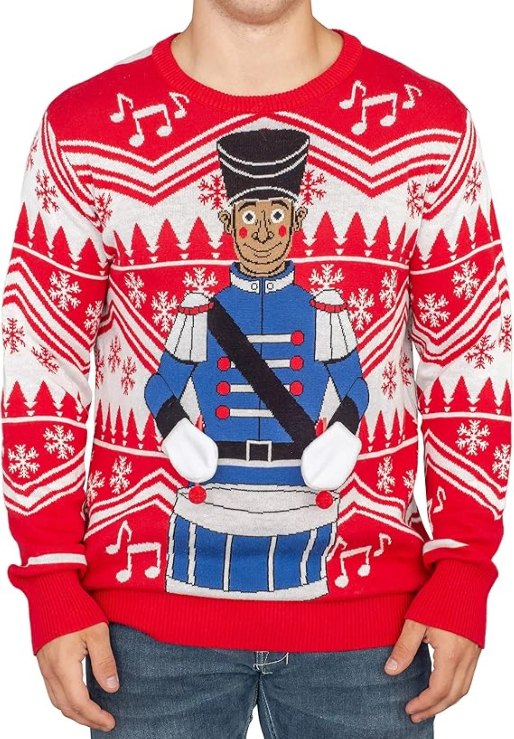 Little Drummer Flappy 3D Animated Adult Unisex Ugly Christmas Sweater - Image 2