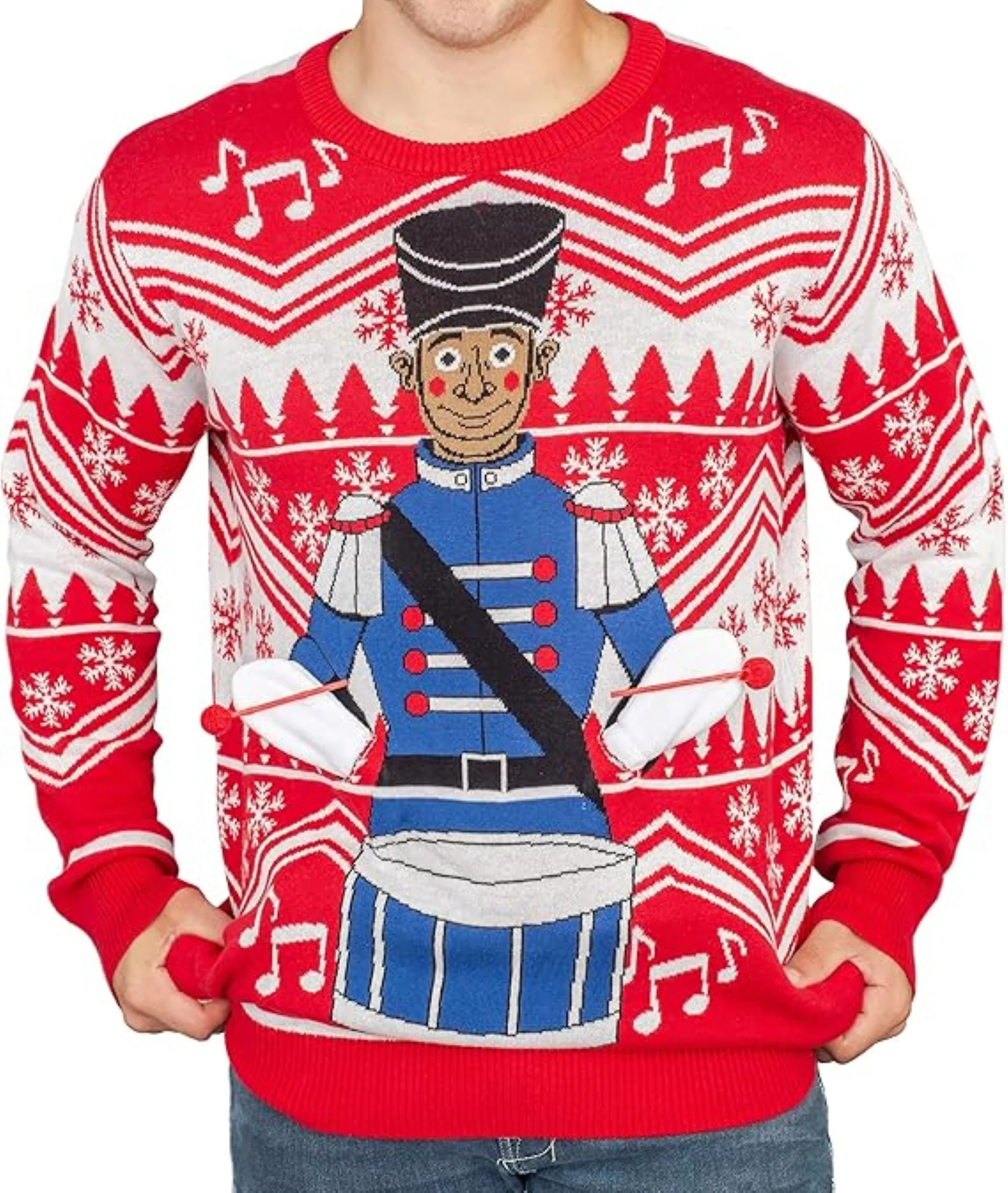 Little Drummer Flappy 3D Animated Adult Unisex Ugly Christmas Sweater - Image 3