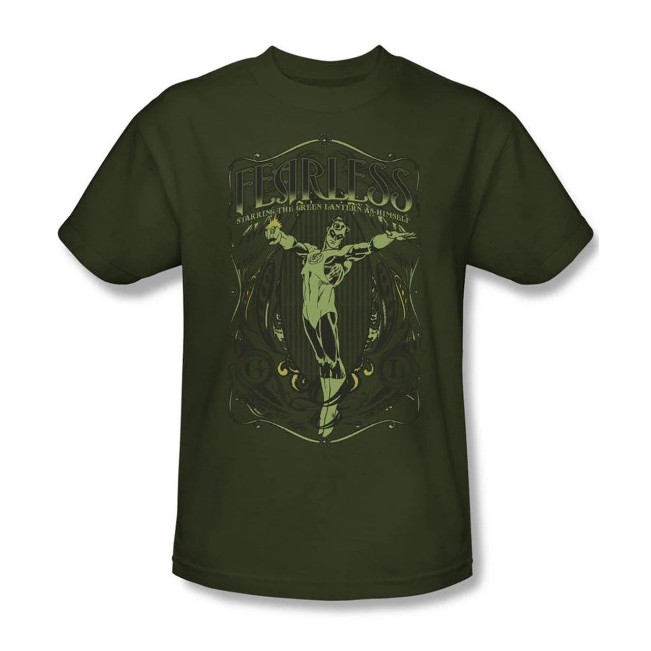 Green Lantern Fearless Military Green Adult Unisex T-shirt