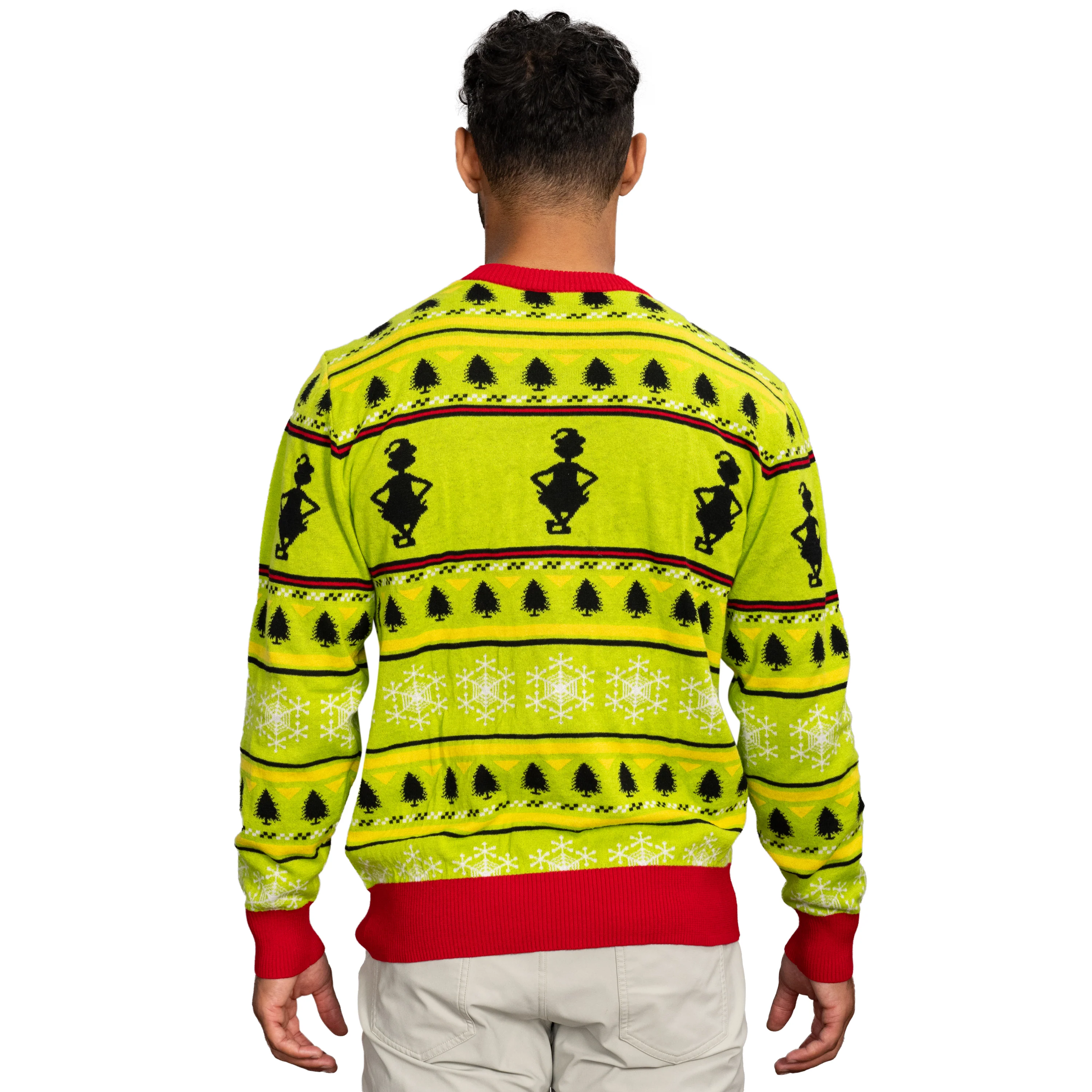 Grinch Head Santa Hat Wreath Sweater - Image 2
