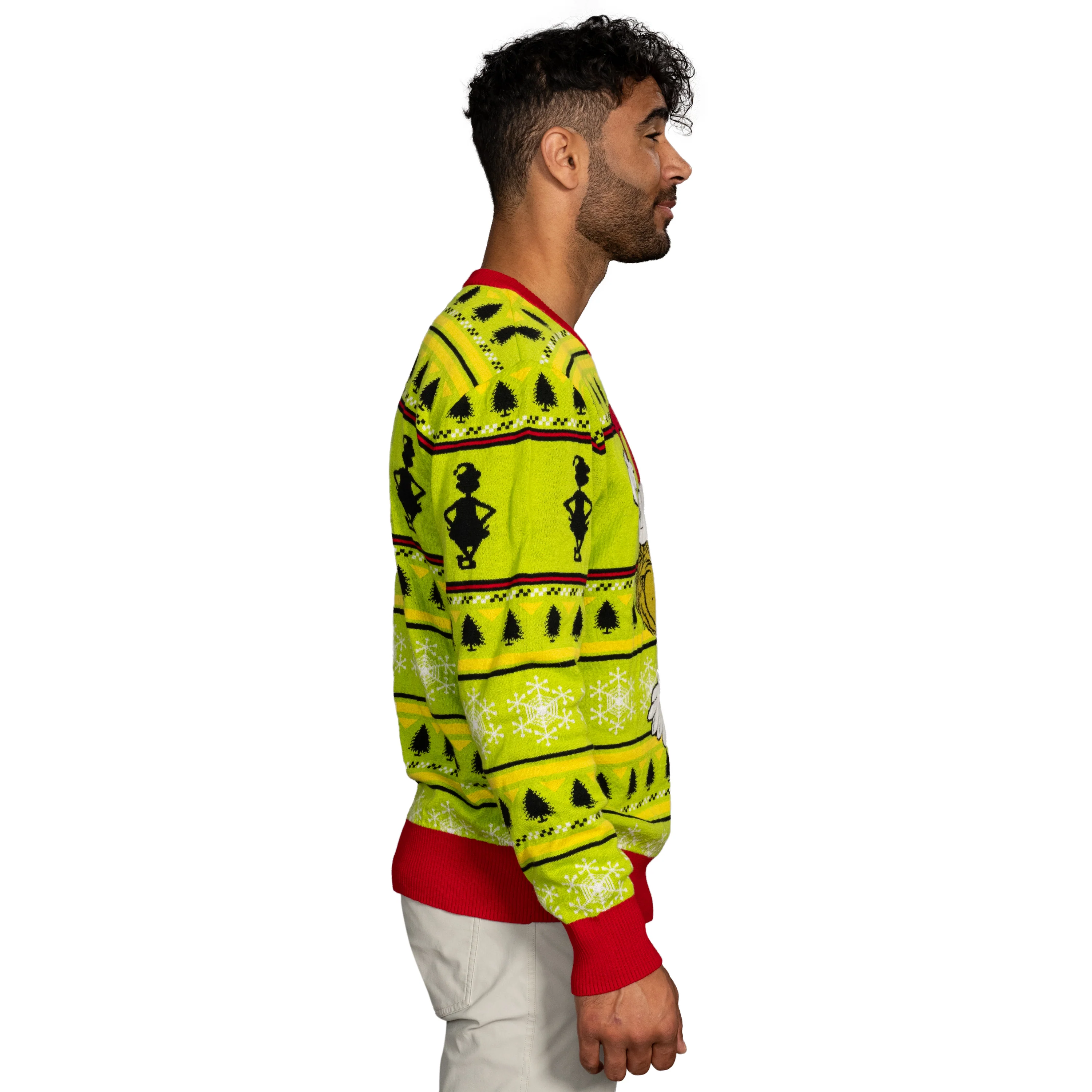 Grinch Head Santa Hat Wreath Sweater - Image 4