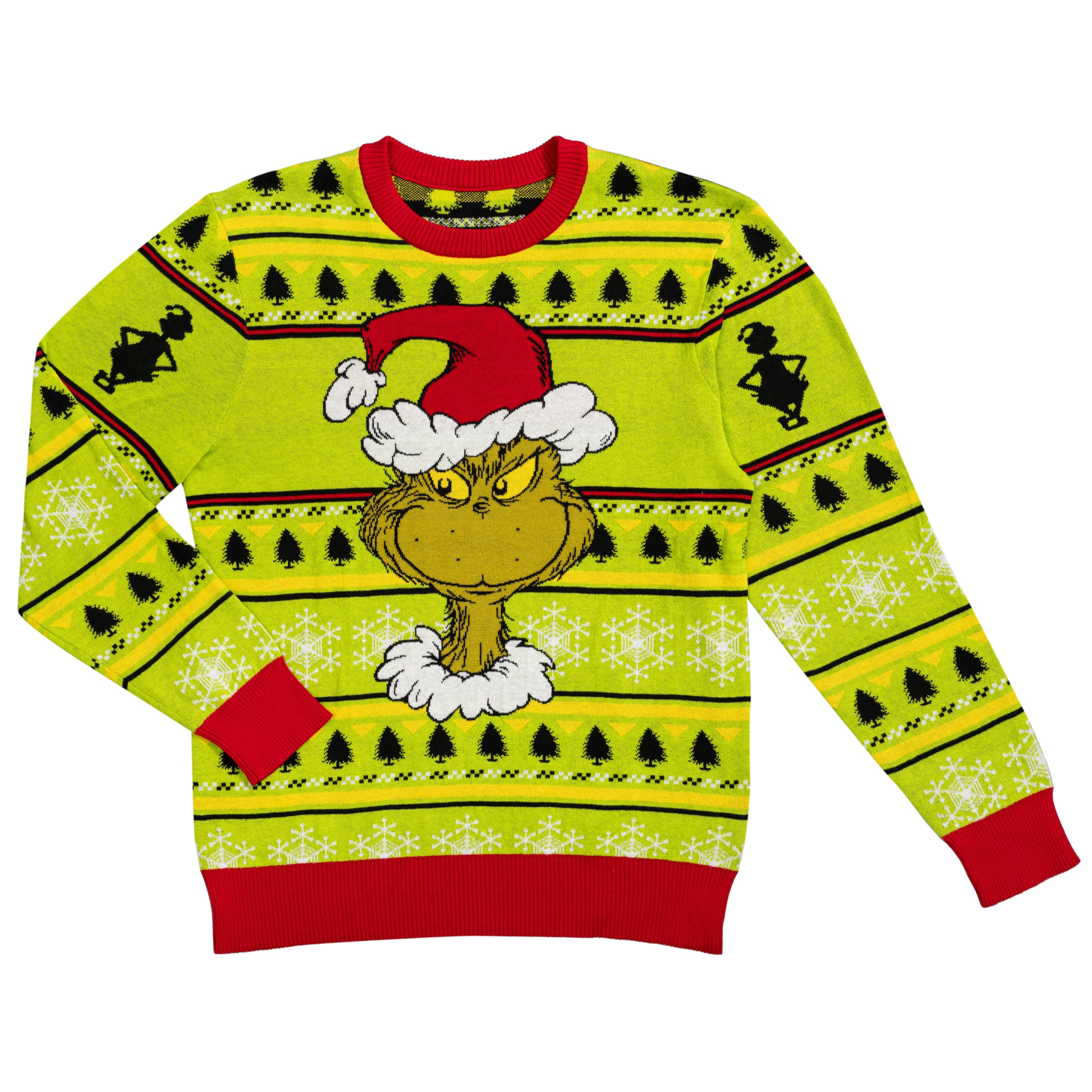 Grinch Head Santa Hat Wreath Sweater - Image 6