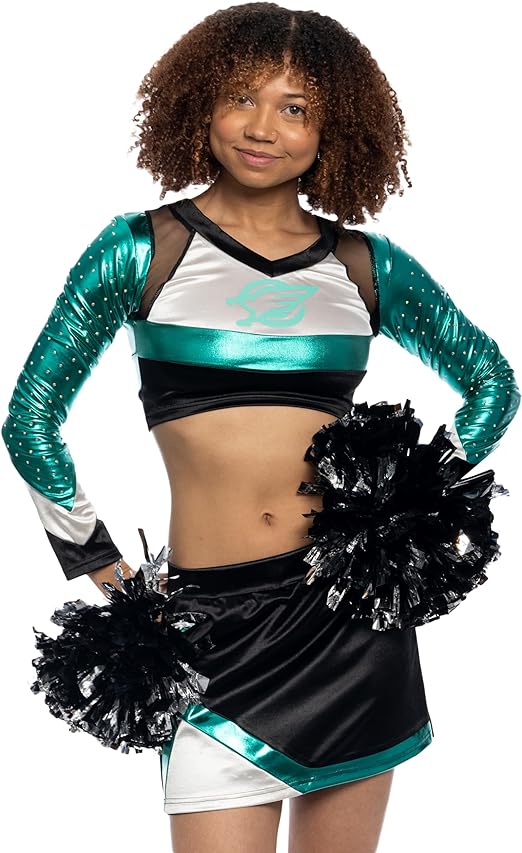 Maddy Cheerleader High School Top-Skirt-Pom Pom Halloween Cosplay Costume Set