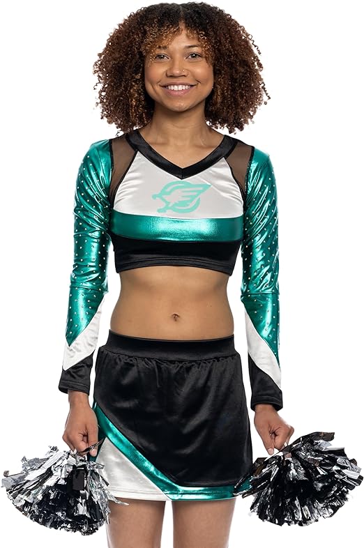 Maddy Cheerleader High School Top-Skirt-Pom Pom Halloween Cosplay Costume Set - Image 3
