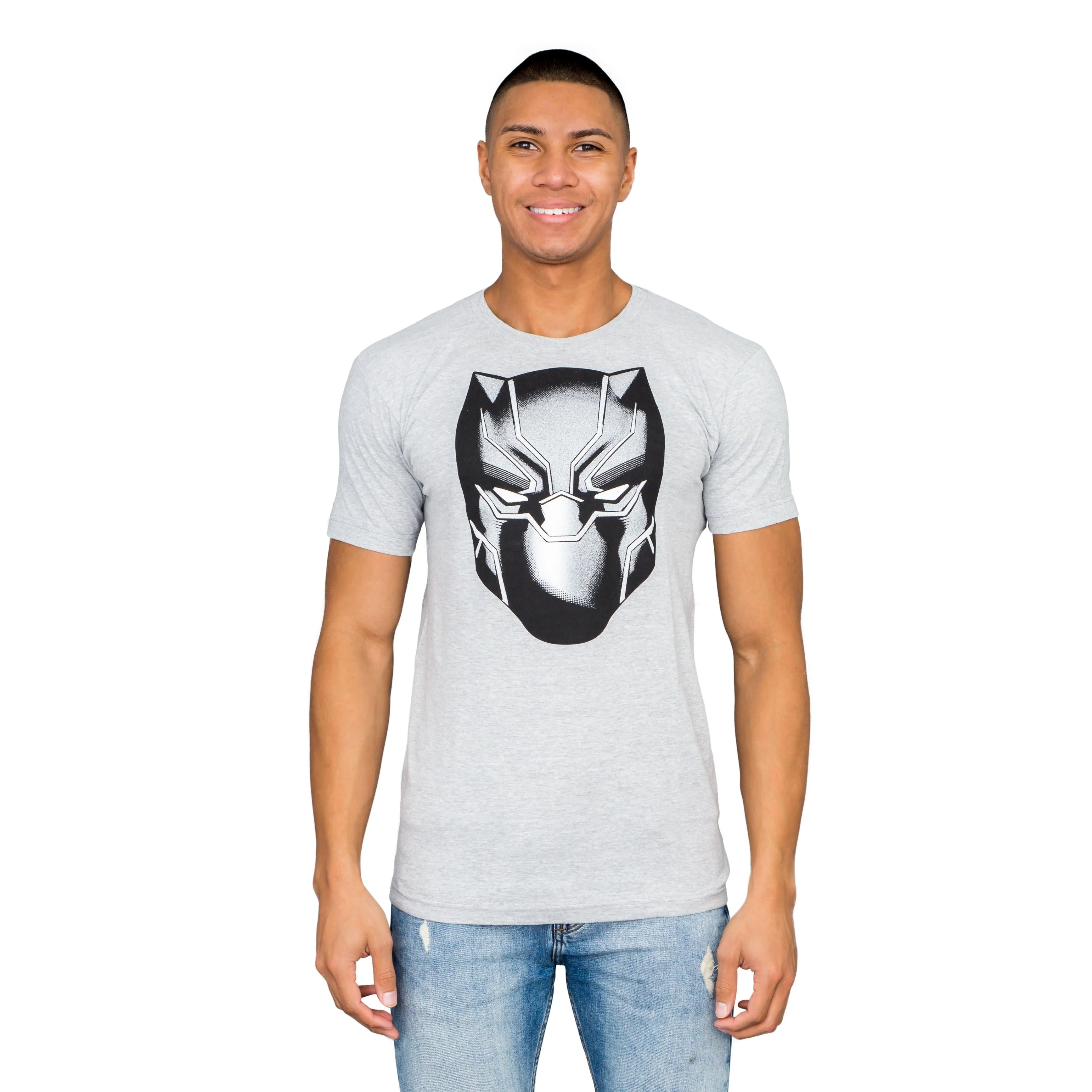 Marvel Comics Black Panther Headshot Heather Gray T-shirt - Image 5