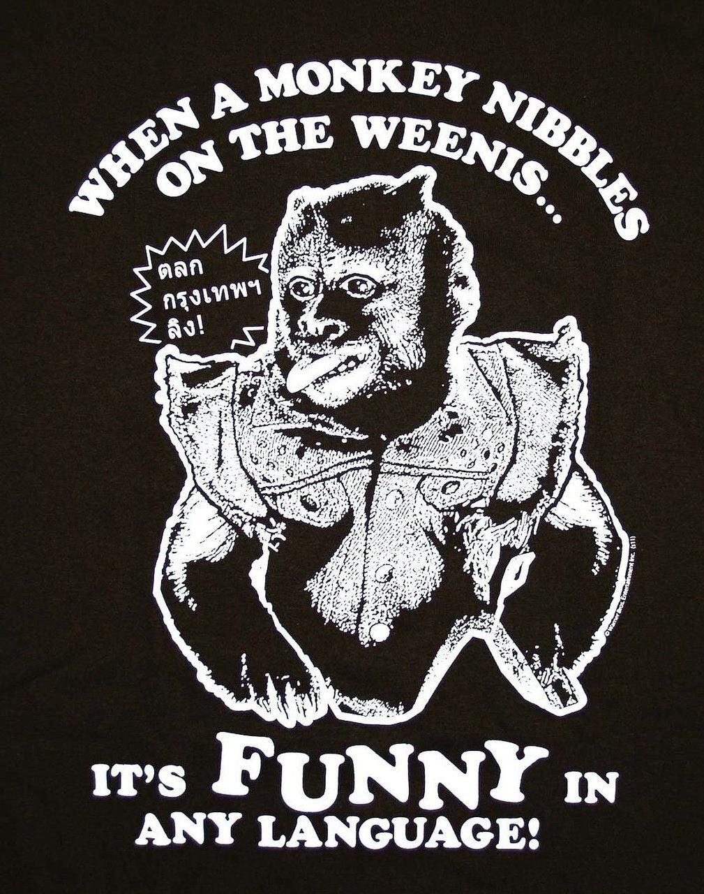 Monkey Nibbles on the Weenis Funny Adult Unisex T-shirt - Image 2