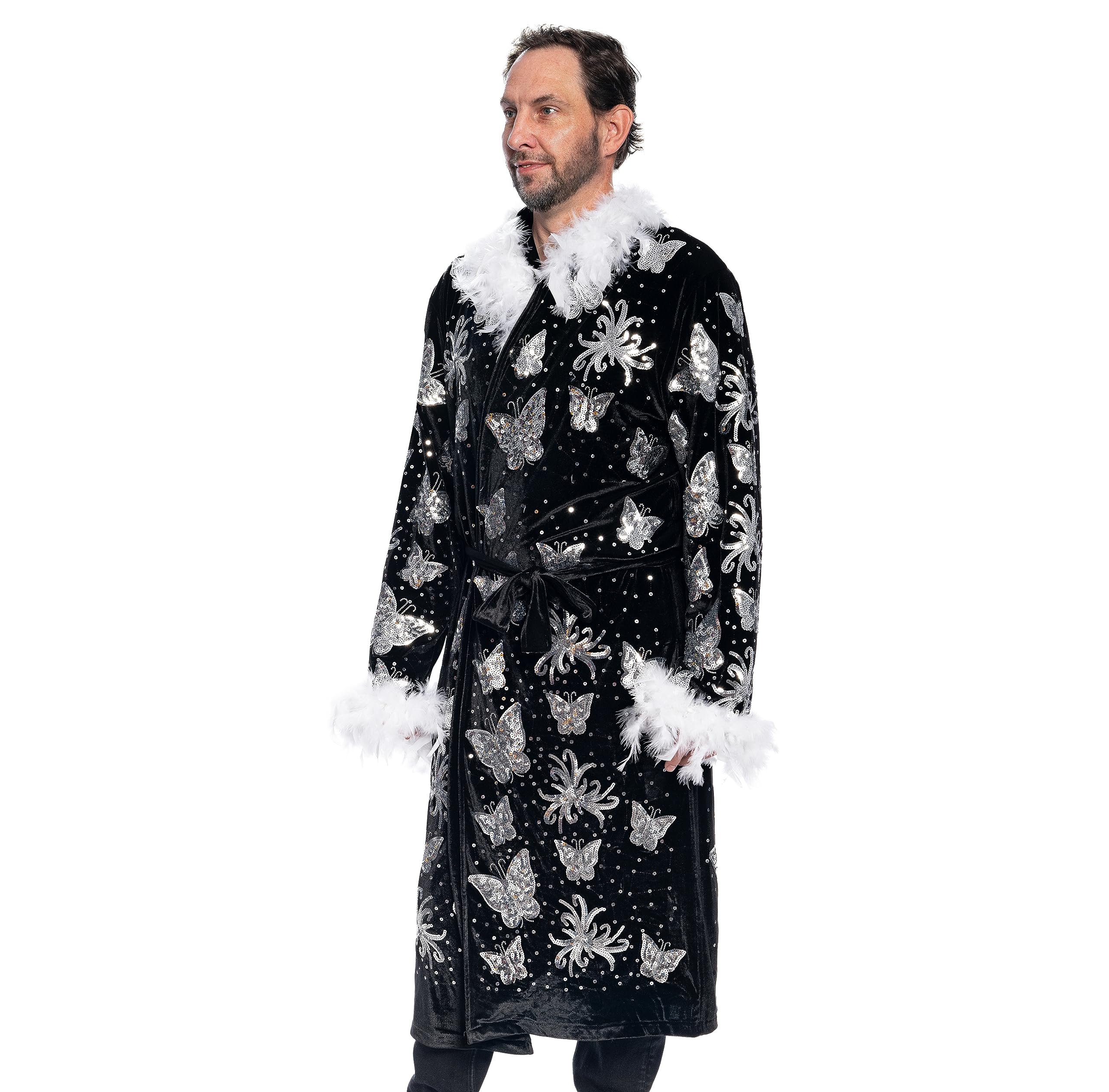 Nature Boy Flair Wrestler Deluxe Robe Halloween Costume Black - Image 2