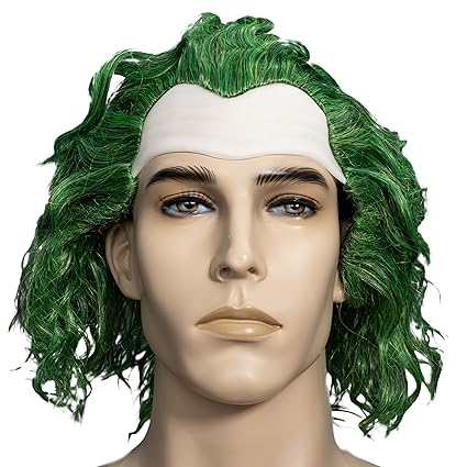 Psycho Clown Joke Villain Green Hair Halloween Cosplay Costume Wig