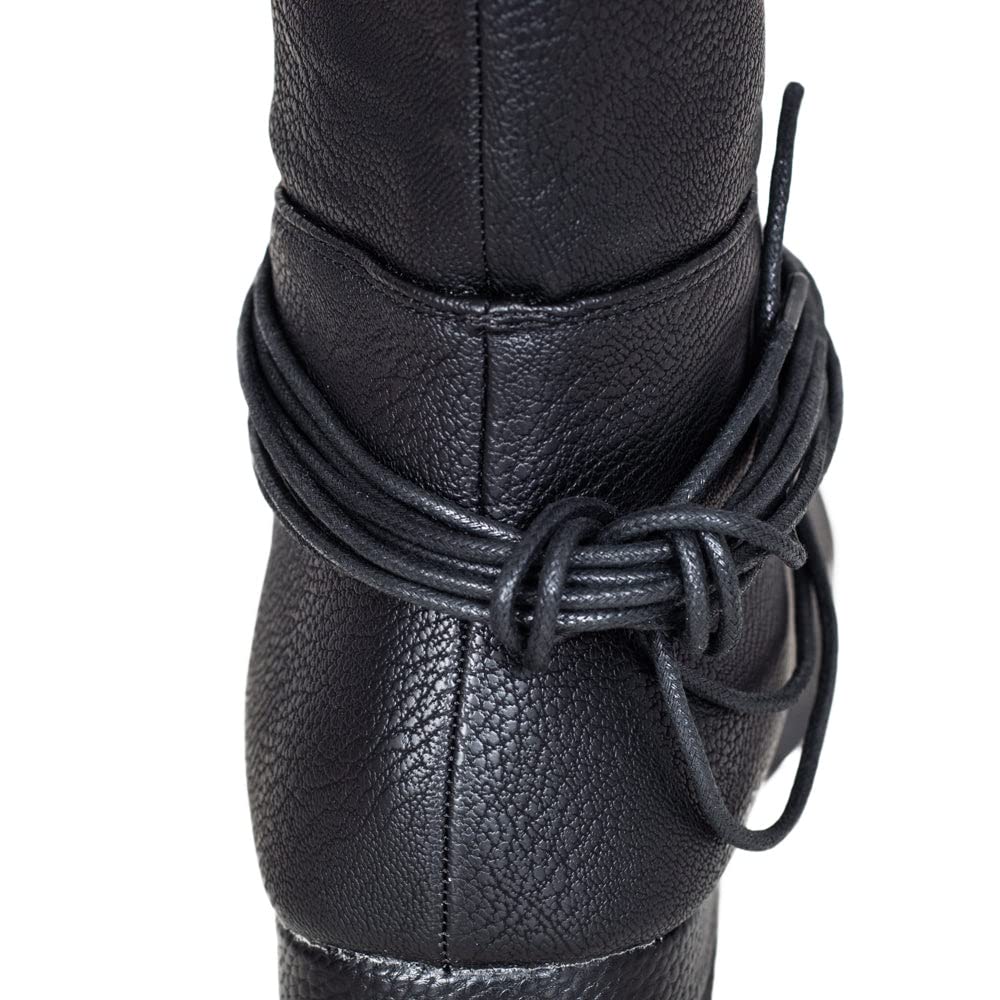 Renaissance Knight DND LARPer Halloween Cosplay Costume Black Boots - Image 3