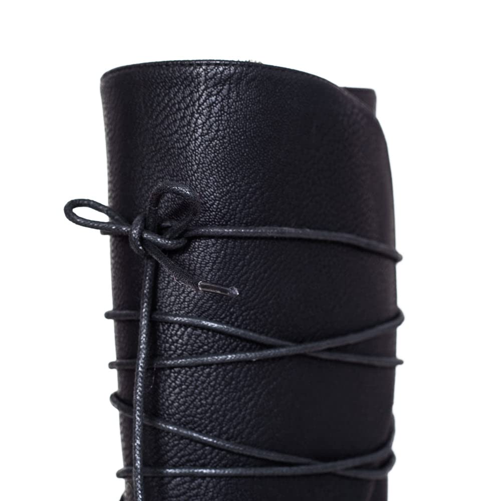 Renaissance Knight DND LARPer Halloween Cosplay Costume Black Boots - Image 4