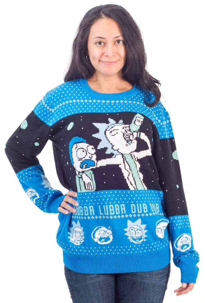 Rick and Morty Unisex Wubba Lubba Spaceship Christmas Sweater