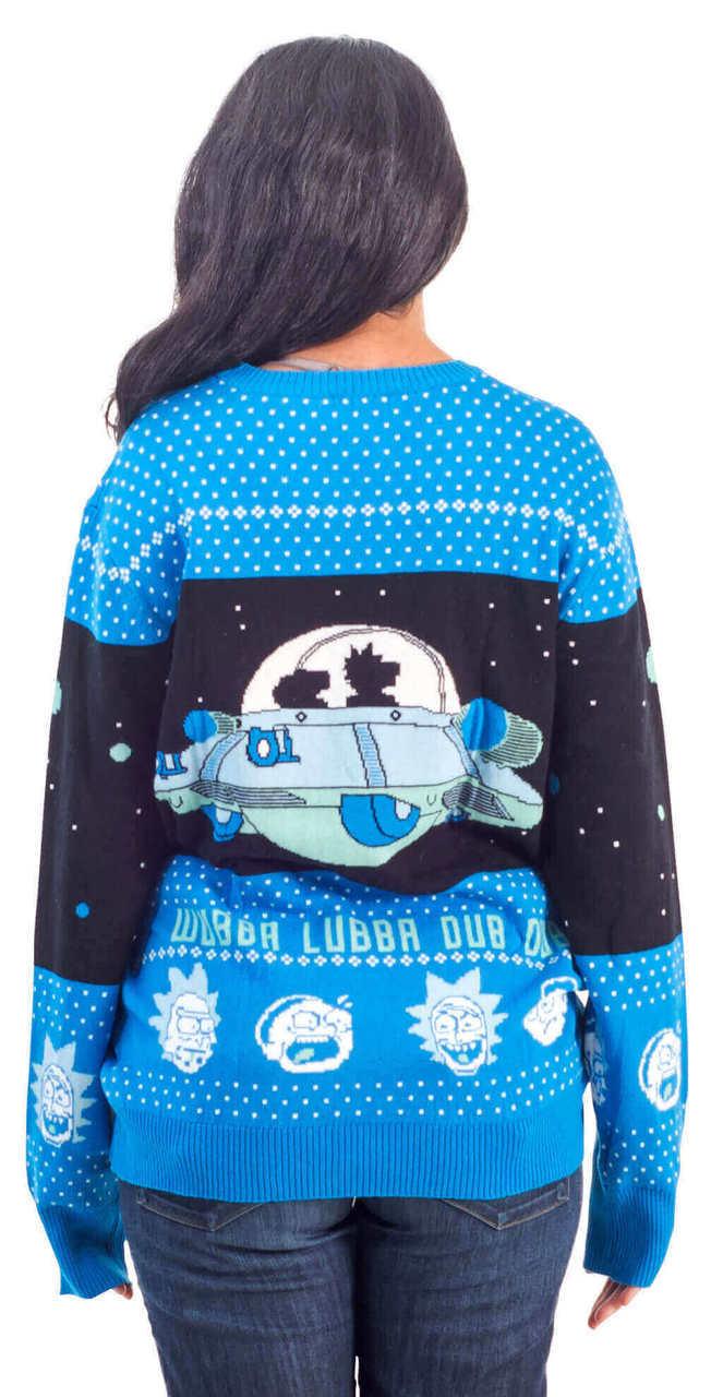Rick and Morty Unisex Wubba Lubba Spaceship Christmas Sweater - Image 2