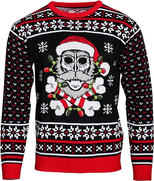Skull Santa Claus Bones Lights/Snowflakes Ugly Christmas Sweater