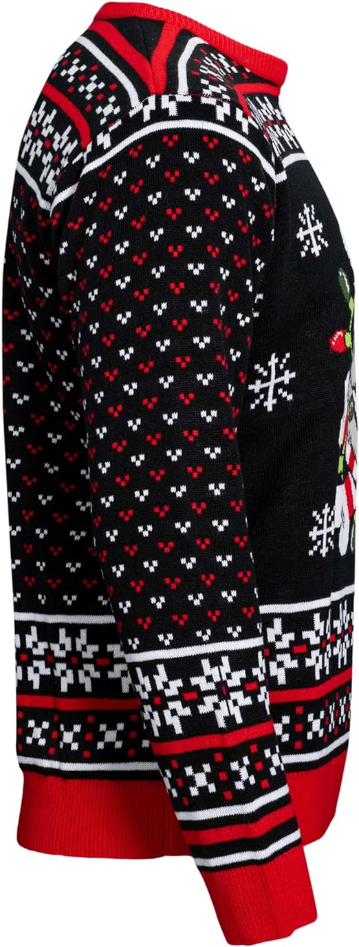 Skull Santa Claus Bones Lights/Snowflakes Ugly Christmas Sweater - Image 3
