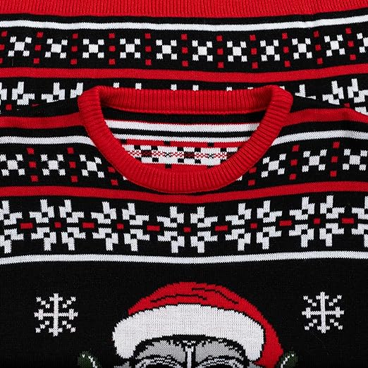 Skull Santa Claus Bones Lights/Snowflakes Ugly Christmas Sweater - Image 5