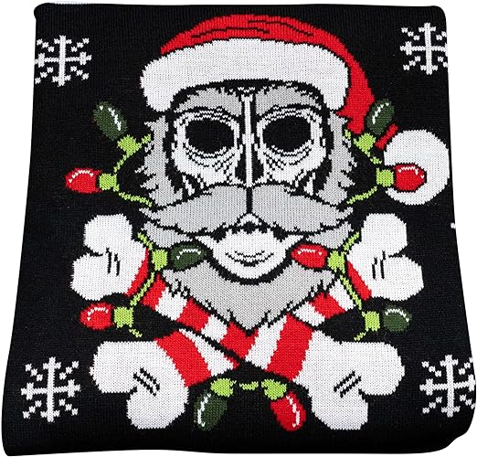 Skull Santa Claus Bones Lights/Snowflakes Ugly Christmas Sweater - Image 6