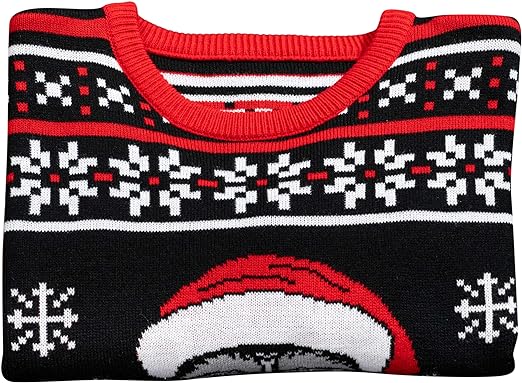 Skull Santa Claus Bones Lights/Snowflakes Ugly Christmas Sweater - Image 7