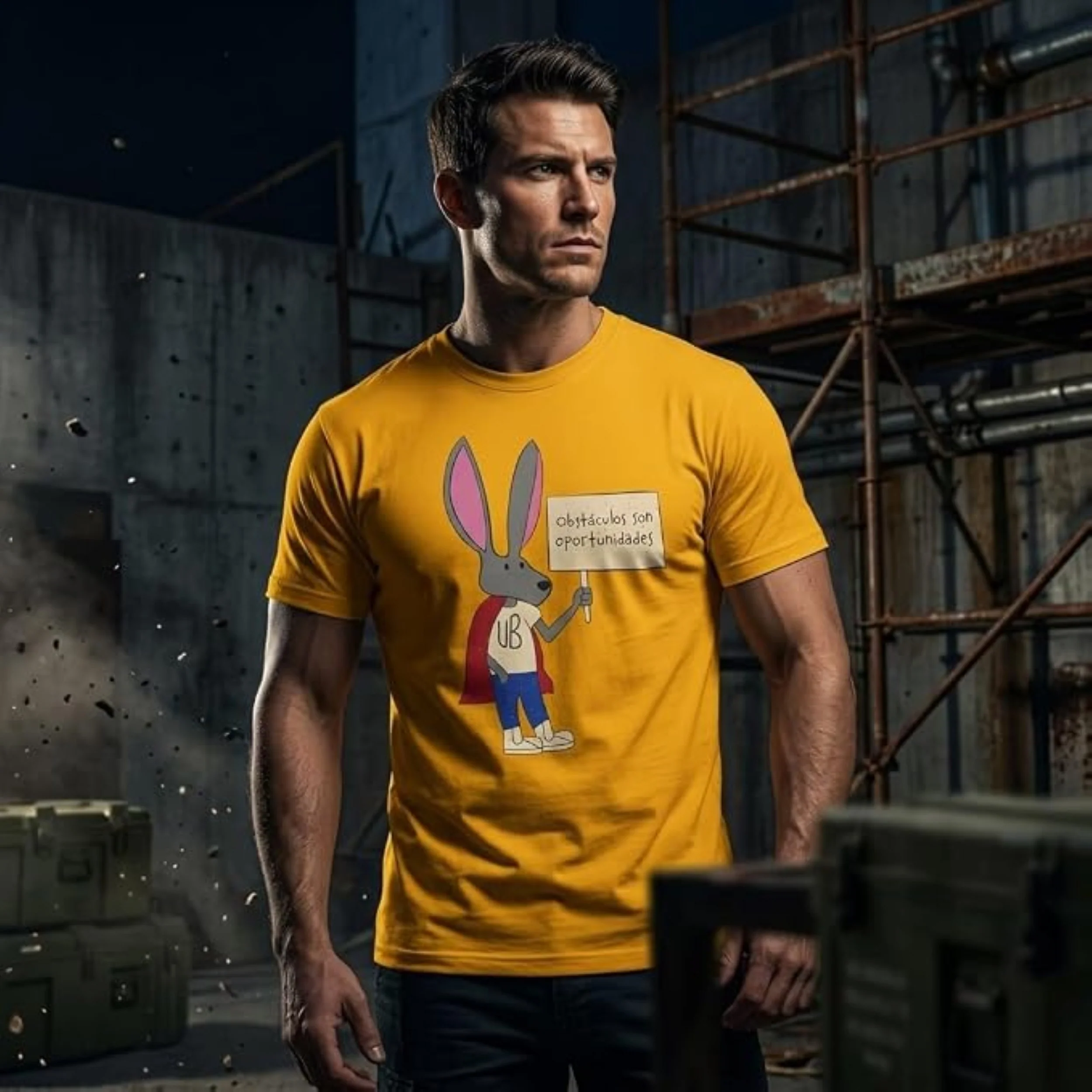Superhero Bunny Halloween Costume T-Shirts for Adults Obstáculos Son Oportunidades Graphic Tee - Image 3