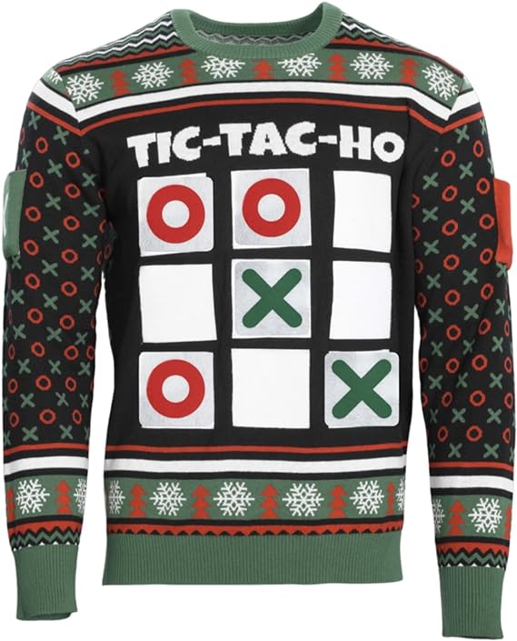 Tic Tac Ho Festive Holiday Party Game Unisex Ugly Christmas Sweater
