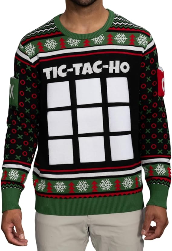 Tic Tac Ho Festive Holiday Party Game Unisex Ugly Christmas Sweater - Image 2