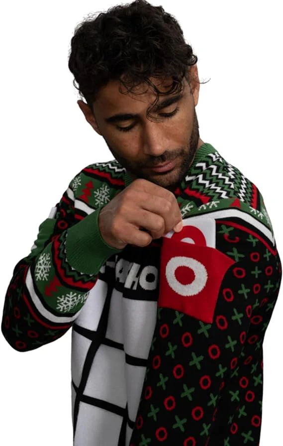 Tic Tac Ho Festive Holiday Party Game Unisex Ugly Christmas Sweater - Image 4