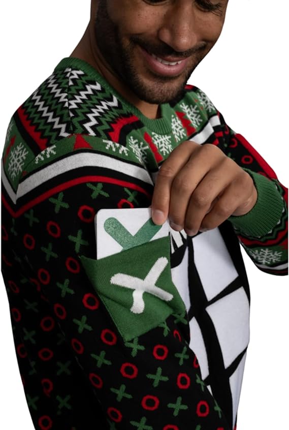 Tic Tac Ho Festive Holiday Party Game Unisex Ugly Christmas Sweater - Image 5