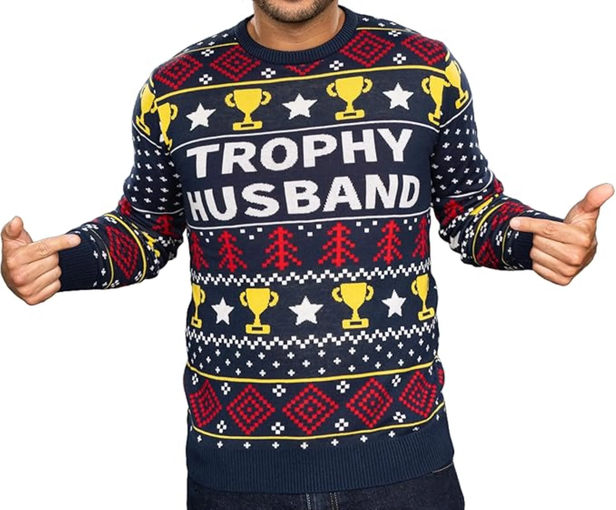 Trophy Husband/Wife Couples Costume Unisex Ugly Christmas Sweater - Image 2