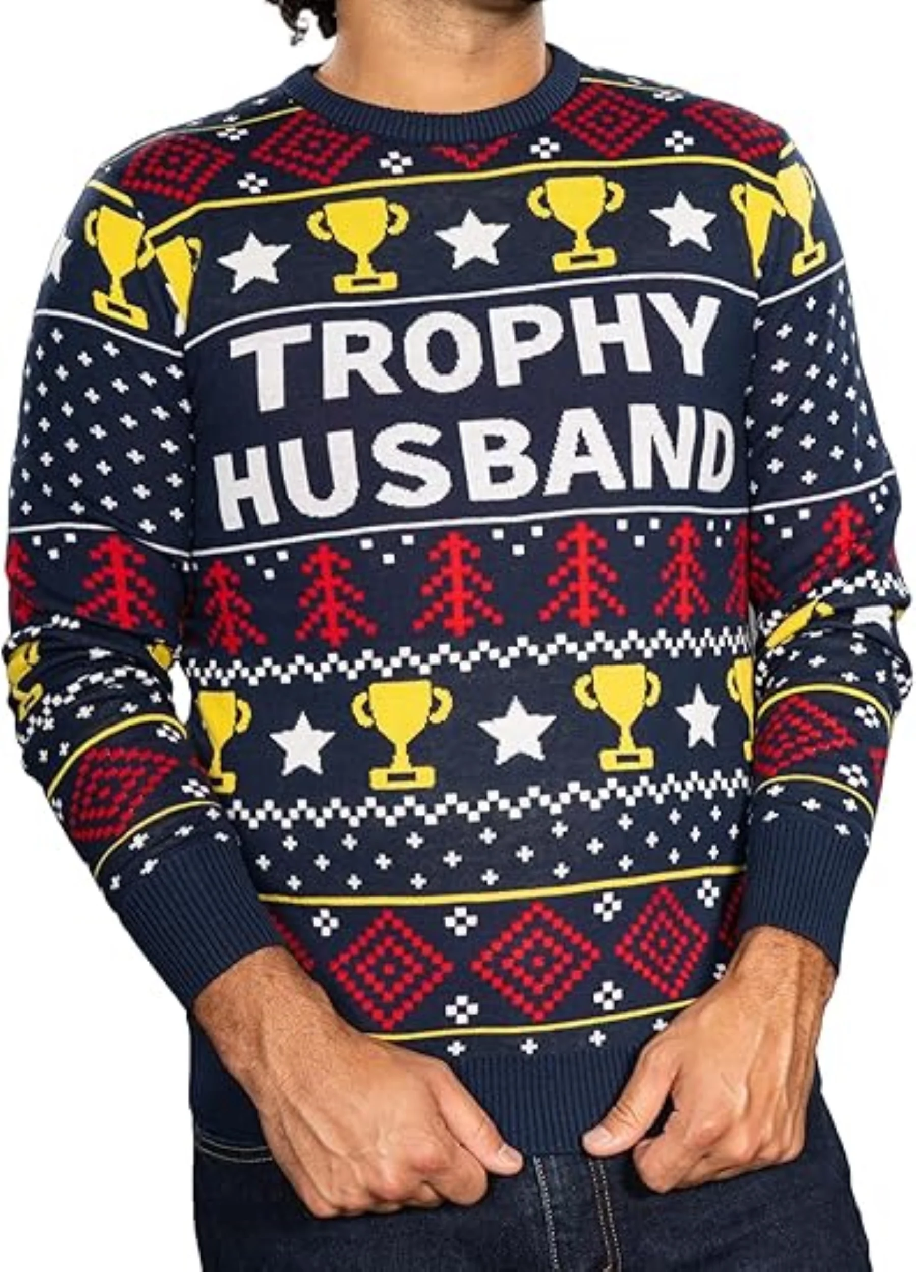 Trophy Husband/Wife Couples Costume Unisex Ugly Christmas Sweater - Image 6