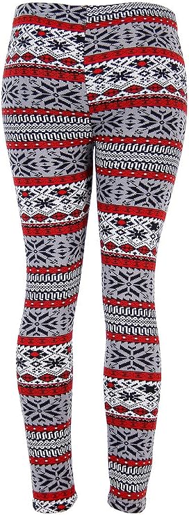Ugly REINDEER SNOWFLAKES Pattern BLACK WHITE Christmas Leggings - Image 13